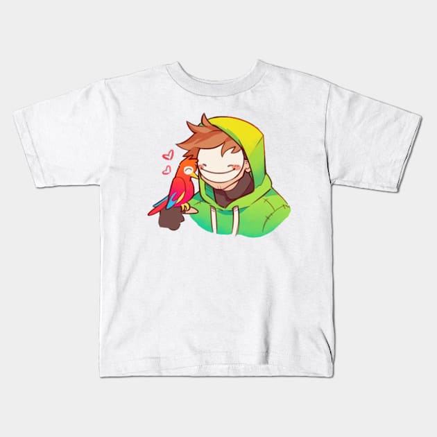 Dream with his Parrot Kids T-Shirt by SaucyBandit